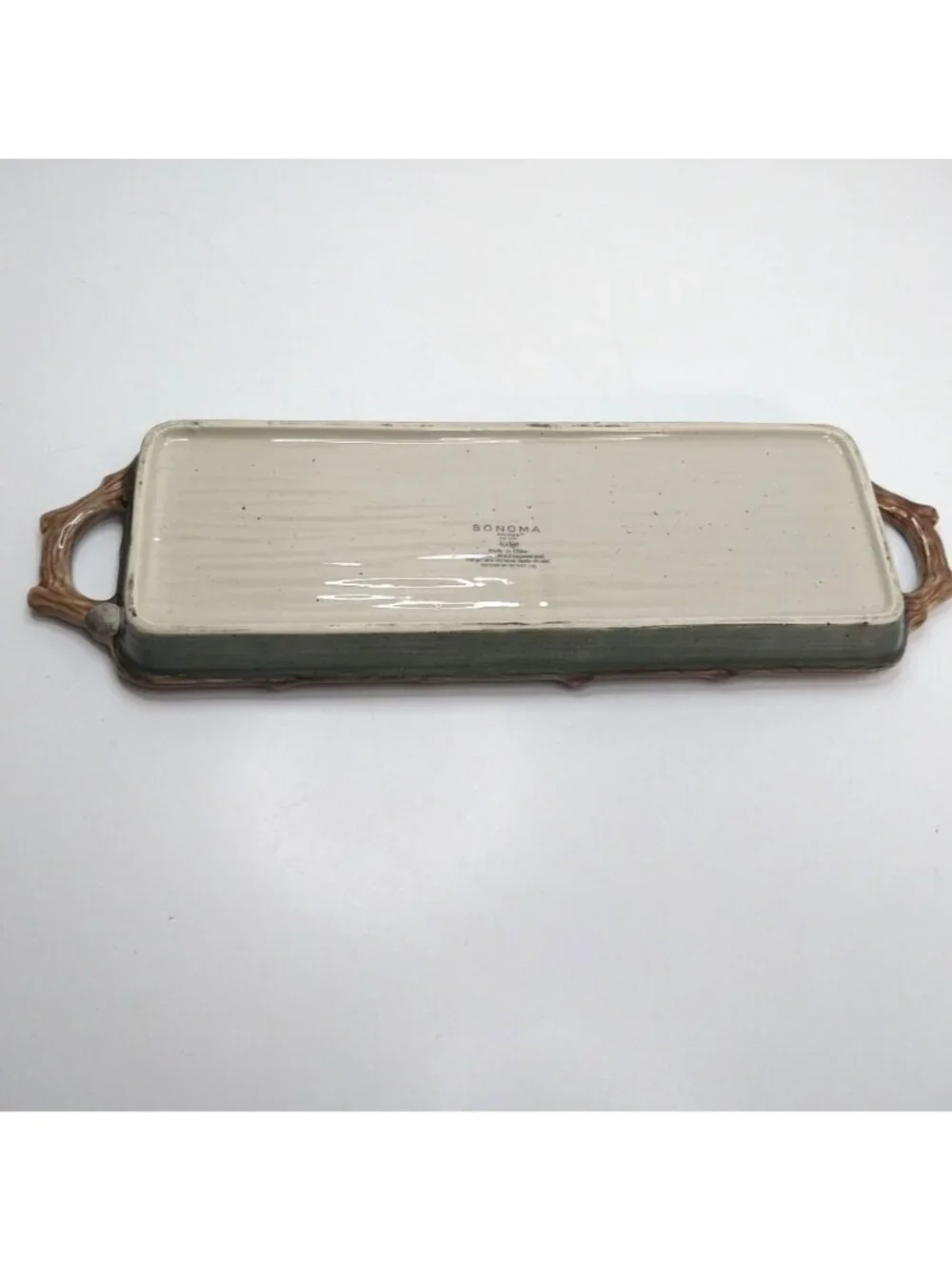 Sonoma Lodge Ceramic Serving Tray With Rustic Handles Cabin Moose 15.5